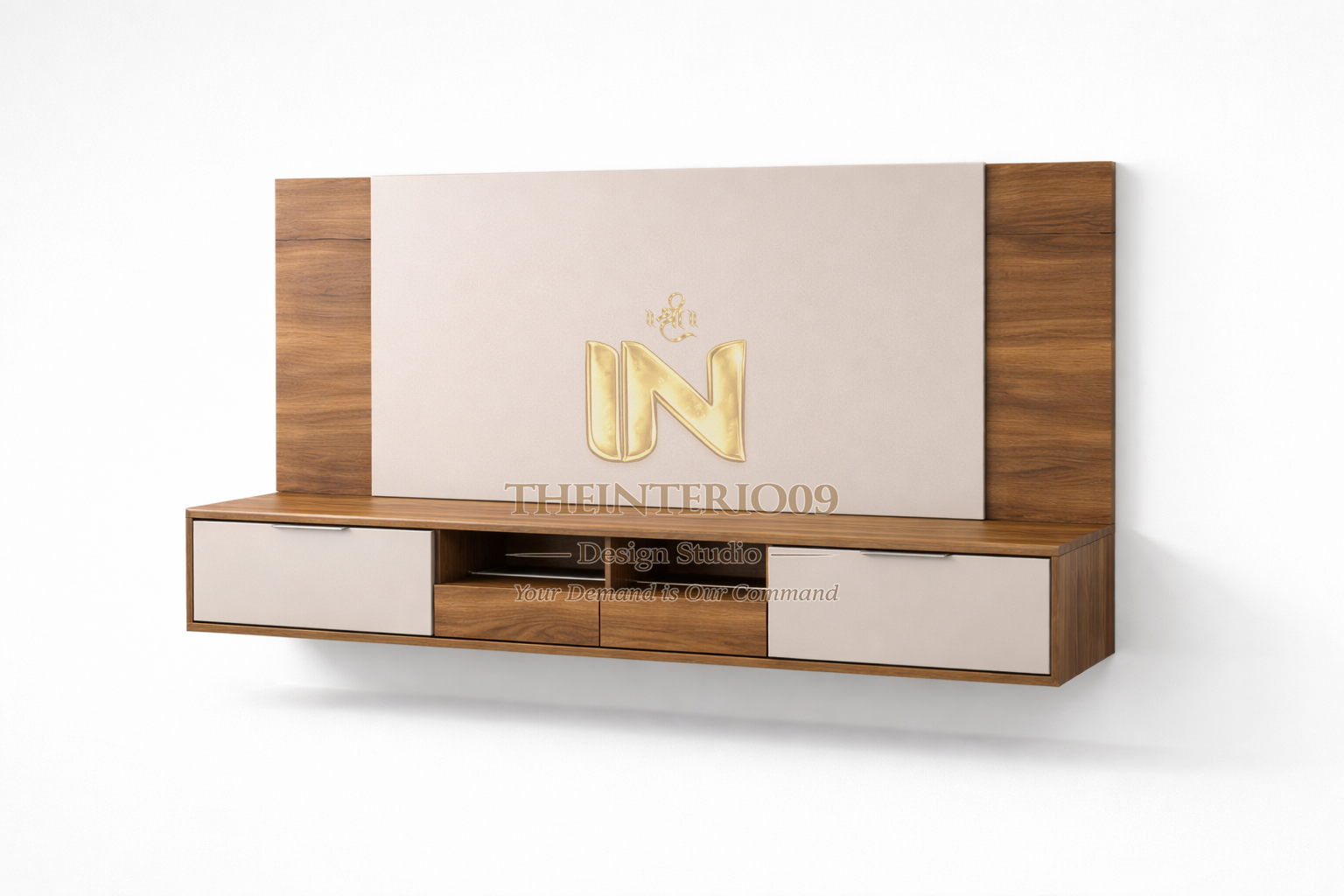 TV Unit with Wooden Panel